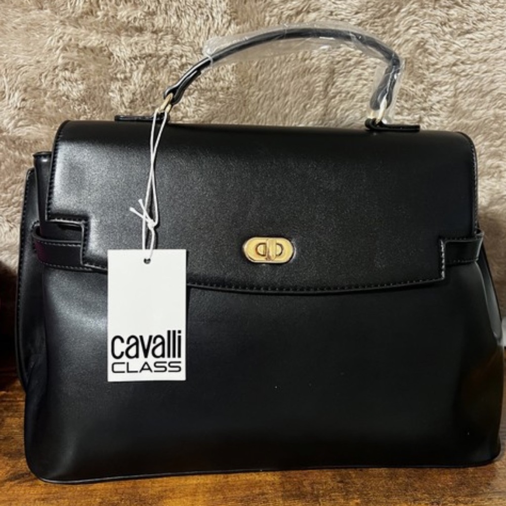 Cavalli Class Elegant Black Satchel - Picture 3 of 8